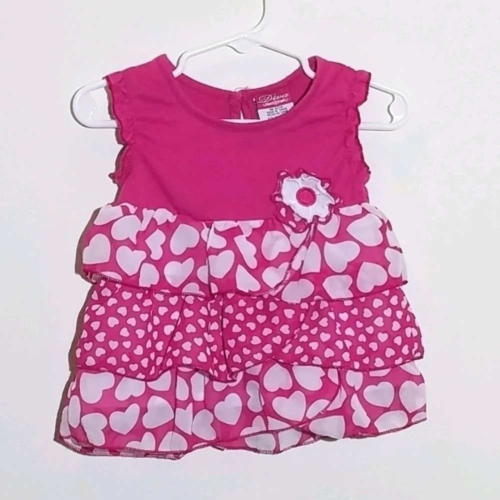 Diva Layer Tiered Heart Ruffle Shirt 18m